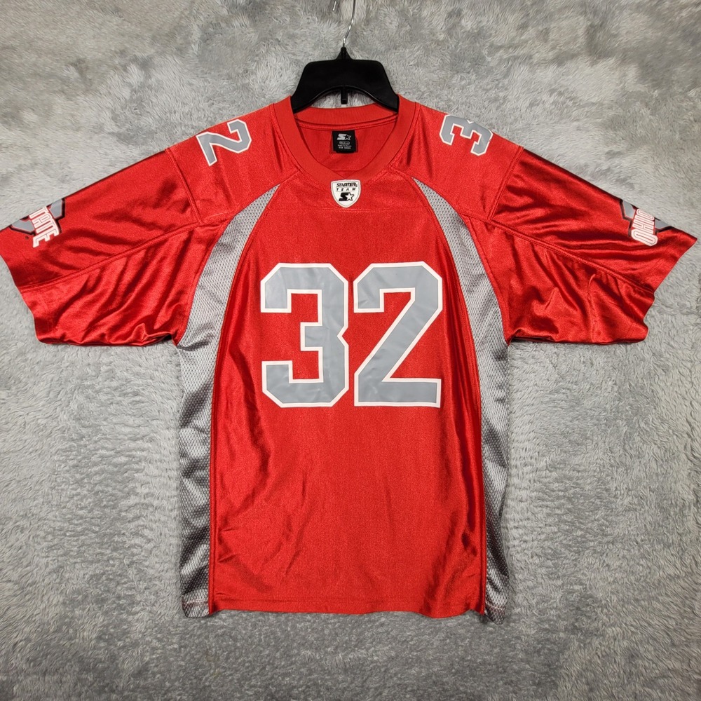 Ohio State Buckeyes Football Jersey Mens Medium NCAA Scarlet Gray VTG Starter